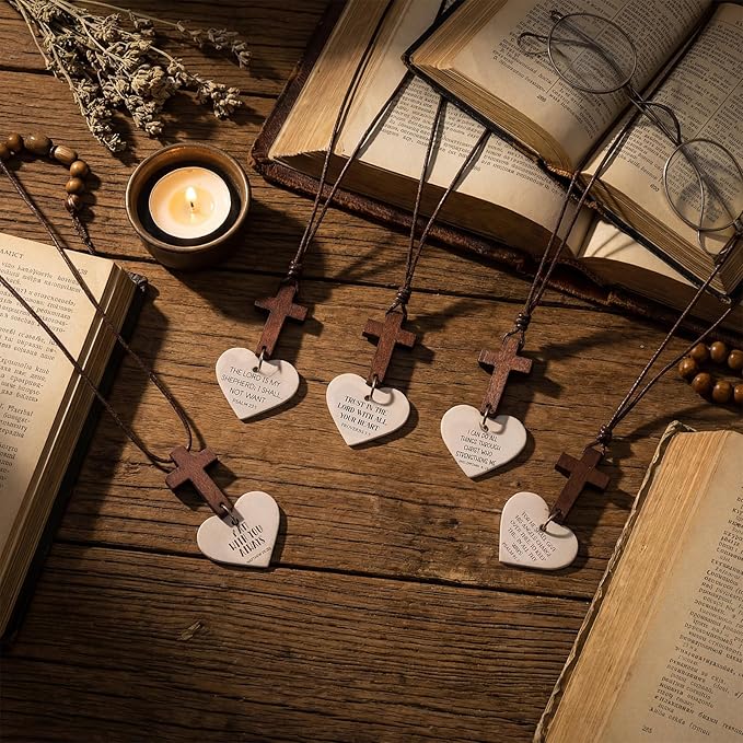 Sivak 5 Pcs Cross Car Air Fresheners Christian Heart Cross Hanging Gift for Driver Bible Car Mirror Rearview Decor Accessories Religious Scented Church Sunday School Gift