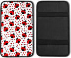 Ladybug Vehicle Center Console Armrest Cover Pad,Ladybug Cute Car Accessories Soft Middle Console Cushion Pad,Auto Arm Rest Mat Decor Ladybugs Gifts for Women Men Dad for Most Vehicle SUV Truck