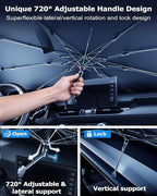 DMJN Umbrella Windshield Sun Shade for Ford F150 F250 F350 F450, Car Sunshade for Front Windshield [Nano Ice-Crystal Coatings] UPF50+ Heat & UV Block, Protect Interior & Keep Cooler