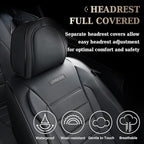 Coverado Seat Covers Full Set, Car Seat Cover Black, Seat Covers for Cars, Car Seat Protector, Nappa Leather Car Seat Cushion, Waterproof Car Seat Covers Front Seats and Back Fit for Most Cars