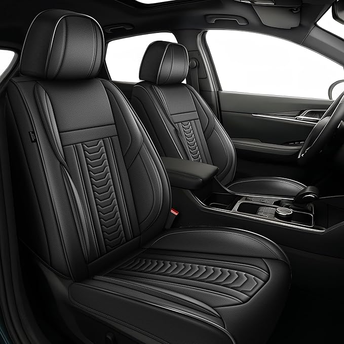 TTX LIGHTING for Kia Forte 2010-2026 Seat Covers: Waterproof Leather Seat Protector with Airbag Compatible (2 Front Seats,Black)