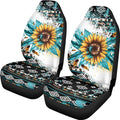 Vatenge Aztec Sunflowers Print Car Seat Cover Front Seats Only Full Set of 2, Universal Bucket High Back Car Front Seat Covers