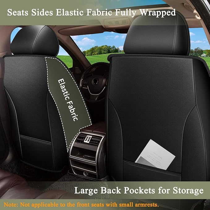 Car Seat Covers Front Pair for Toyota Prius 2003-2015: Breathable Perforated Leather Seat Cover (Black)