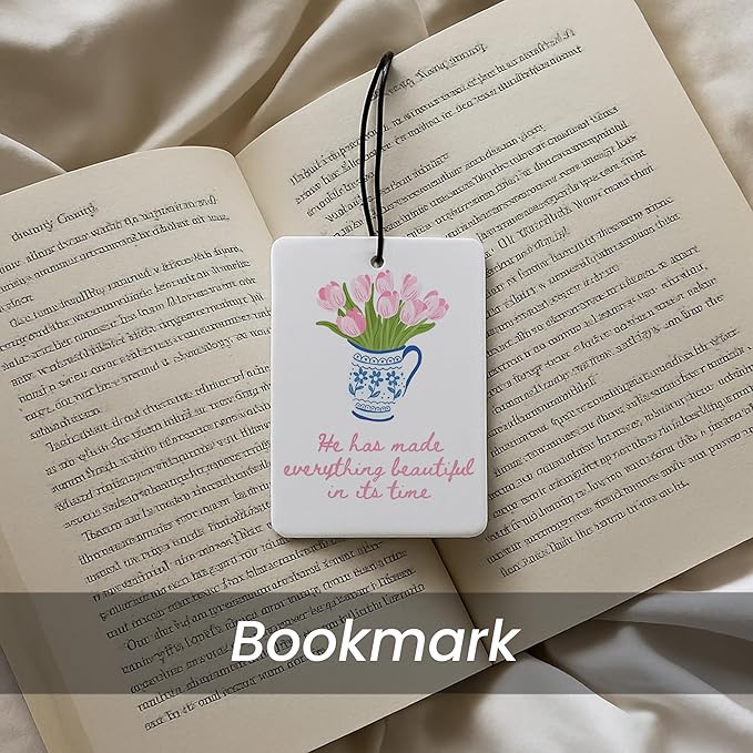 Trendy Pink Christian Bible Car Air Freshener 4 Pcs - Cute Floral Christian God Air Freshener Hanging Decor for Cars Closet Drawer Books, Girly Car Accessories Mirror Decor for Women