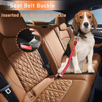 3-Piece Reflective Dog Seatbelt Set - Retractable, Heavy-Duty, Adjustable for Vehicle Headrests - Red