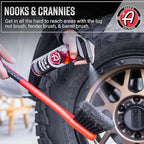 Adam's Complete Wheel & Tire Brush Kit (5-Item) - Includes Wheel Brush, Tire Brush, Barrel Brush, Lug Nut Brush & Fender Brush for Complete Wheel & Tire Auto Detailing