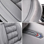 AOOG Fuzzy Car Seat Covers, Heated Bench Back Cushion Protector for Cars SUV Trucks(Front Pair,Grey)
