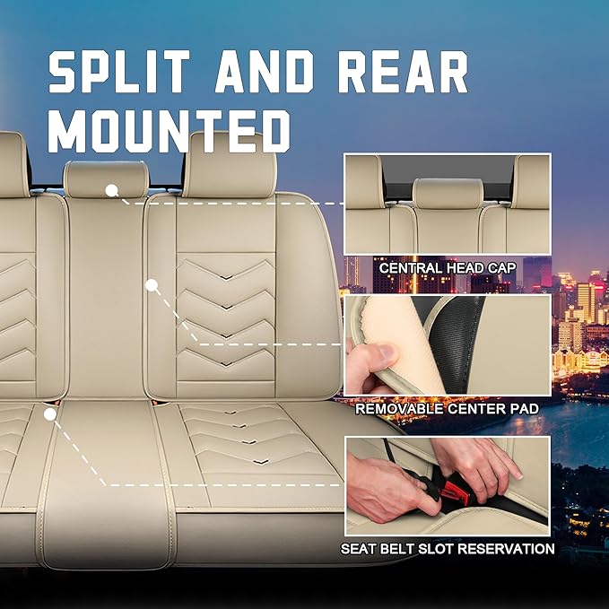 CTDS Car Seat Covers for Nissan Sentra 2000-2026, Stylish Sport Seat Cover, Premium Nappa Leather Car Seat Cover. Automobile Seat Covers Sets.(Standard 5 Seats/Beige)