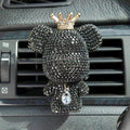 Cute Car Accessories, Bling Crystal Bear Car Air Freshener With Vent Clip,Rhinestone Aesthetic Car Decor Interior Decoration (BLACK)