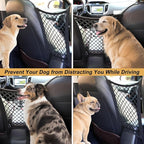 Dog Car Net Barrier for SUV， Upgraded Dog Travel Accessory with Organizers and Storage, Separates Pets from Passengers for Safely, organizes Essentials, Makes Trips Easier.