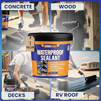 Liquid Rubber Waterproof Sealant - Rubber Paint - All Surface Leak Repair Indoor and Outdoor Flexible Roof Sealant, Water-Based, Easy to Apply, Original Black, 1 Gallon