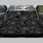KEIAHUAN Halloween Spider Web Front and Back Car Seat Covers Front Saddle Blanket Rear Split Bench Protection Cover Fit Most Vehicle Truck,SUV (Black)