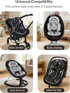 Infant Car Seat Insert with Removable Cushion for Preemie to Toddler, Reversible Newborn Carseat Insert for Baby Head Body Support, Fits for Stroller, Baby Swing, Bouncer (Black Star)