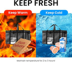 NZ home Insulated Bags for Food Delivery (3XL) Grocery Shopping Cooler Bag, Pizza Delivery, Hot & Cold Catering Tote, Reusable, Foldable & Heavy Duty (Black)