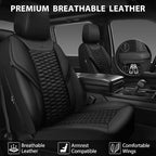 CAR PASS 3D Foam PU Leather Car Seat Covers Full Set,Luxury Breathable Faux Leather Seat Covers for Car,Anti Slip Universal Fit for SUVs Vans Sedan Truck Automotive,Armrest Airbag Compatible All Black