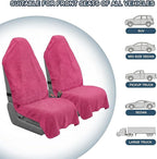 Car Seat Towel Cover, Universal Front Seat Protector for Cars, SUVs and Trucks, Sweat Towel Car Seat Cover for Gym, Yoga, Swimming, Pets and Family Travel, Dark Pink, 2 Pack