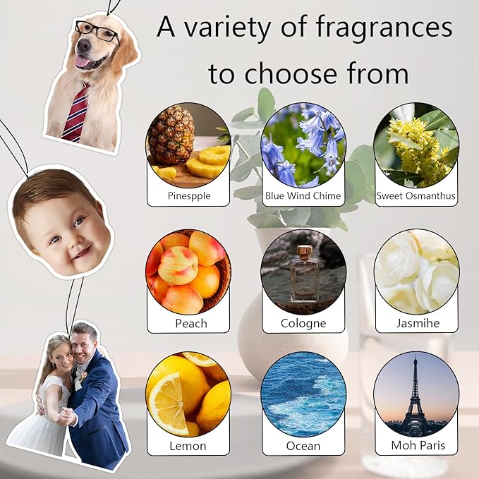 Custom Air Fresheners with Picture, Personalized Photo Air Freshener for Car Wardrobe Bathroom Hanging Ornaments (Irregular)