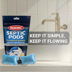 Roebic Septic Tank Treatment Pods, 3 Month Supply of Easy Flush Dissolvable Packets, Bacterial Enzyme Formula for Clog Prevention, Odor Control, Treats 1500 Gallons, 3 Pods