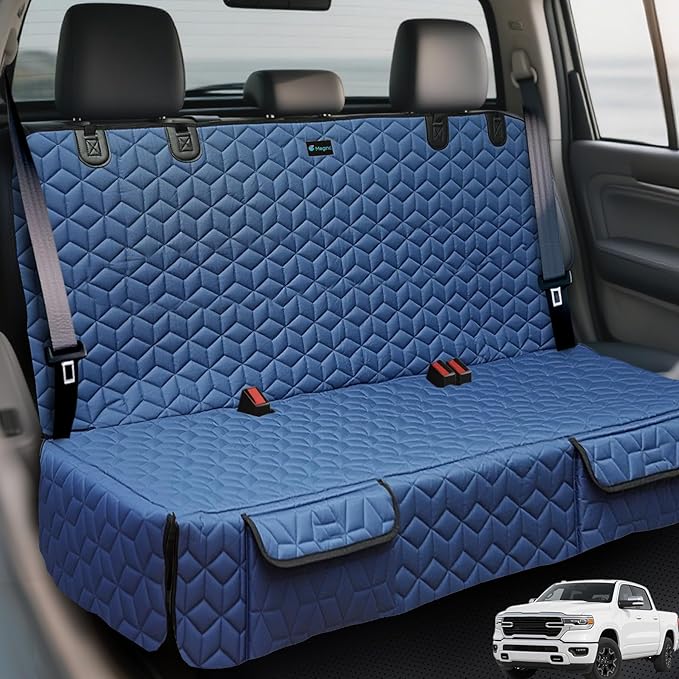 Dog Car Seat Covers for Back Seat, Heavy Duty Pet Bench Seat Covers for Trucks Waterproof Protector Back Seat Nonslip Dogs Car Seat Covers for Crew Cab/Ford F-Series/Ram 1500/Sierra/Silverado