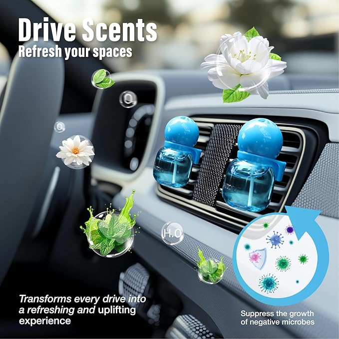 Cute Car Air Freshener 2 Pack, Lightbulb-Shaped Car Fresheners, Automotive Vent Clip, Long Lasting Scent, Essential Oils, Cute Car Accessories for Women, Fresh Scent