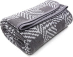 PuTian Merino Wool Blanket - 63" x 51" Thick Warm Soft Twin Bed Throw - Great for Camping, Outdoors, Travel, Car, Couch, All Seasons Houndstooth Grey
