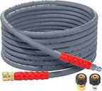 RIDGE WASHER Pressure Washer Hose 25 Ft, 4000 PSI Power Washer Hose with 3/8 Inch Quick Connect for Hot and Cold Water, Gray Non Marking Hoses, M22 14 mm Fitting