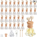 Zubebe 30 Pack Car Air Freshener Diffuser with Vent Clip Empty Car Diffuser Bottles for Essential Oil Perfume Glass Bottle with Wooden Caps Stick(Flower)