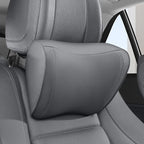 Car Headrest Pillow 100% Memory Foam, Breathable Removable Leather Cover, Premium Seat Support Head Neck Cushion for Driving Travel Home Office, Gray, 1 Pack
