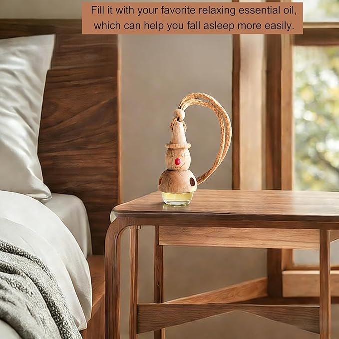2 Pack Car Air Freshener Diffuser Hanging, Refillable Essential Oil Bottle with Wooden Cap, Long Lasting Drift Car Air Freshener for Women Men - Car Accessories-A1