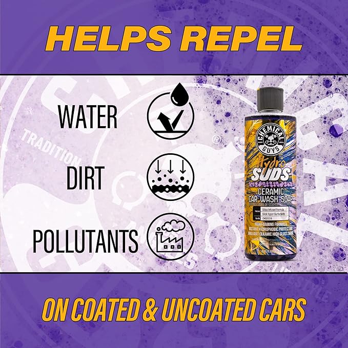 Chemical Guys HydroSuds Ceramic, Shine High Foaming Car Wash Soap - Foam Cannon Soap, Works with Foam Guns or Bucket Washes for Cars, Trucks, Motorcycles, RVs, and More, Berry Scent - 16 oz