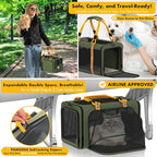 PAWZIDEA Expandable Pet Carrier Airline Approved, 18"×11"×11" Small Dog Carriers, Collapsible Top-Load Cat Carrier for 2 Cats Under Seat, Soft-Sided Puppy & Animal Travel Bag, ID Card, Up to 15lbs