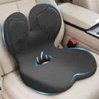 Car Seat Cushion with Lumbar Support for Long Driving Truck RV, 3" Lift Breathable Ergonomic Memory Foam Cushion for Hip, Coccyx, Sciatica, Tailbone & Lower Back Support Van Office Chair (Embroider)