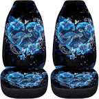 BIGCARJOB Turtle Couple Car Seat Covers Set Universal Car Interior Seat Rugs 2 Pcs Auto Front Seat Protector Set for Men Women Car Accessories Set