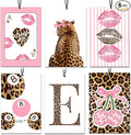 6PCS Leopard Initial E Car Air Freshener,Personalized Letter Car Accessories,Initial Gifts for Women and Men New Driver Auto Decor Rearview Mirror Hanging,Aromatherapy for Cars Interior or Locker