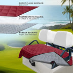 YOKYHOM Golf Cart Seat Covers for 2 & 4 Passenger Carts, Thick Short Plush with Non-Slip Backing, Ultra Soft Seat Towel Blanket, Fits EZGO, Club Car, Yamaha, 51"x30.5", Wine Red