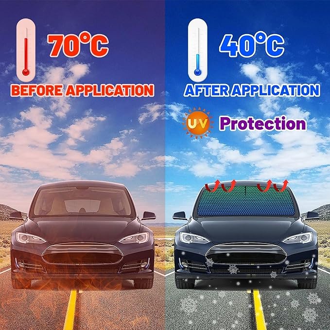 CHILL·TEK Funny Car Windshield Sun Shade Umbrella, American Plane Car Sun Shade Umbrella, Block UV Rays Heat Foldable Windshield Umbrella Sun Visor Protector - Keep Vehicle Cool for Cars SUV