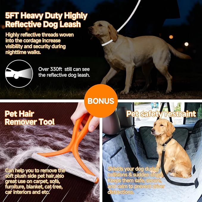 PETTALK Deluxe Double Side Dog Car Seat Cover Back Seat, Waterproof Seat Cover Hammock, Reversible,Heavy Duty,Anti Scratch,Durable Soft Pet Large Dog Cover Protector for Cars SUVs Trucks,User Friendly