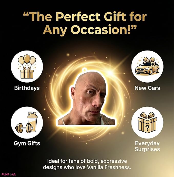 PumpCar 2 pieces Dwanye "The Rock" Johnson double-sided hanging vanilla-scented car air freshener Cool for rearview mirror Car Interior Accessories Household Gifts