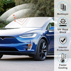 Windshield Sun Shade Compatible with 2016-2024 2025 2026 Tesla Model X Tesla X Accessories Foldable Sunshade Front Sun Visor Protector Keep Car Cooler