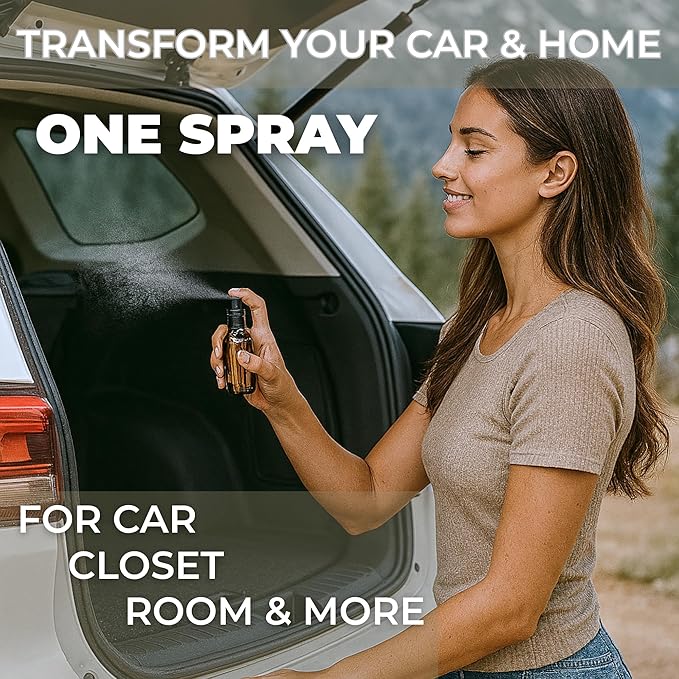 Car Air Freshener Diffuser Set – Hanging Aroma Diffuser + Essential Oil Spray | Long-Lasting Natural Scent | Car Accessories for Women & Men | Gift with Vent Clip | Frosted Ivy