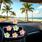 6Pcs Multicolor Pentapetal Flower Car Accessories for Women, Beach Flower Car Air Vent Clips Air Conditioner Outlet Decoration Cars Interior Decor Charm, Air Fresheners Interior Accessories