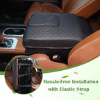 LLKUANG Car Center Console Armrest Cover Pad Fit for Toyota Tundra 2007-2021 Waterproof Leather Seat Armrest Box Cushion Pad Protector (Black-with Zipper)