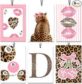 6PCS Leopard Initial D Car Air Freshener,Personalized Letter Car Accessories,Initial Gifts for Women and Men New Driver Auto Decor Rearview Mirror Hanging,Aromatherapy for Cars Interior or Locker