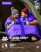 Sportneer Wearable Sleeping Bag for Adults & Kids – Walkable with Arm Zippers, Warm Weather & Cold Waterproof, Compact for Camping, Stadiums, Travel, Backpacking & Car Use