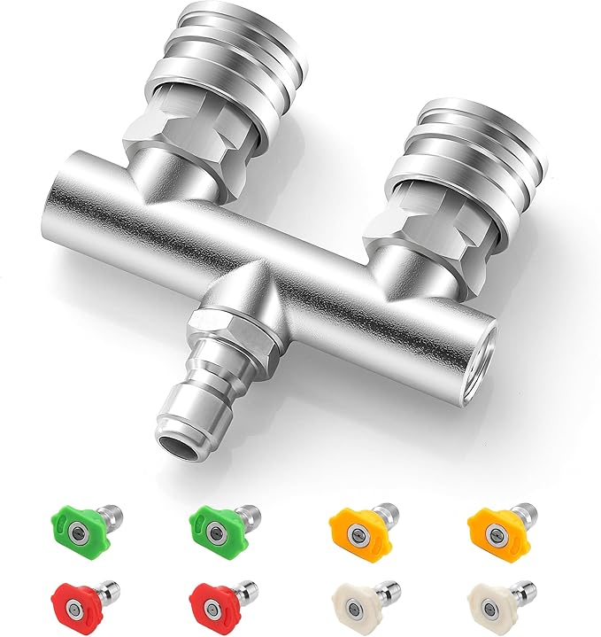 Dual Pressure Washer Tips, 2-in-1 Pressure Washing Nozzle Tips, Power Washer Dual Nozzles with 8PCS Power Washing Spray Nozzle (0, 15, 25, 40 Degree), 1/4" Quick Connect, 5000 PSI