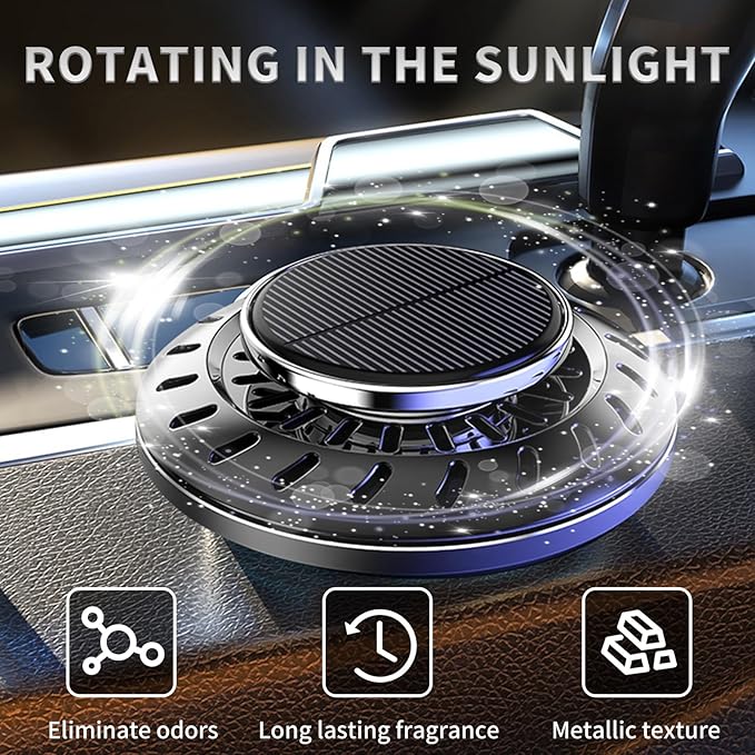Kwak's Car Air Freshener,Rotating Solar Aromatherapy Essential Oil Diffuser Scent Car Decoration Car Interior Accessories(red)