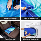 Waterproof Sweating Car Seat Cover for Post Gym Workout, Running, Swimming, Beach and Hiking, Universal Fit Non-Slip Bucket Seat Protector for Cars SUV Trucks, Machine Washable (Bench Ocean)