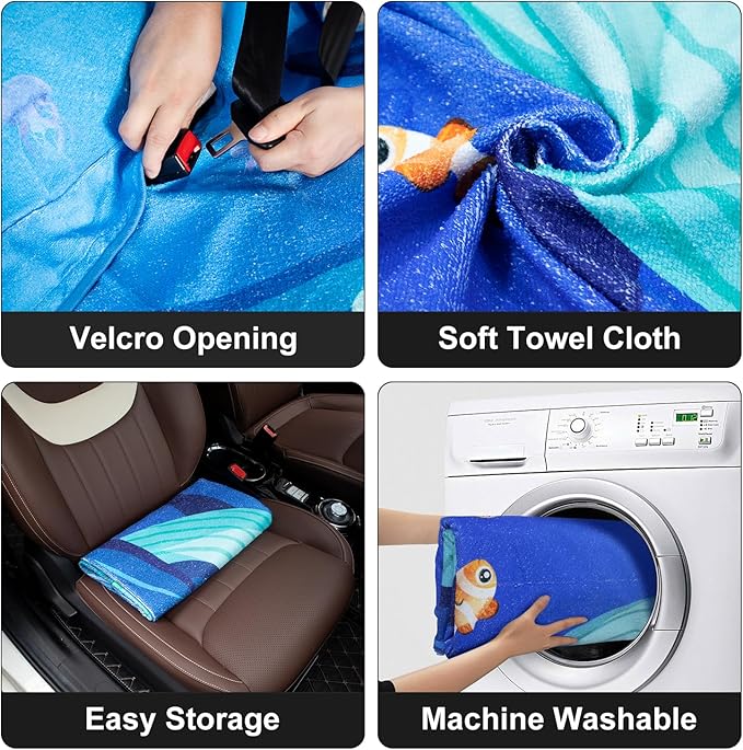 Waterproof Sweating Car Seat Cover for Post Gym Workout, Running, Swimming, Beach and Hiking, Universal Fit Non-Slip Bucket Seat Protector for Cars SUV Trucks, Machine Washable (Bench Ocean)