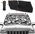 CHILL·TEK Funny Animal Car Windshield Sun Shade Umbrella, Funny Skulls Car Sun Shade Umbrella, Block UV Rays Heat Foldable Windshield Umbrella Sun Visor Protector - Keep Vehicle Cool for Cars SUV