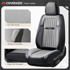 Coverado Car Seat Covers Full Set, Seat Covers for Cars, Car Seat Cover, Car Seat Protector, Leather Car Seat Cushion, Waterproof Car Seat Covers Front Seats and Back Fit for Most Cars(Black&Gray)